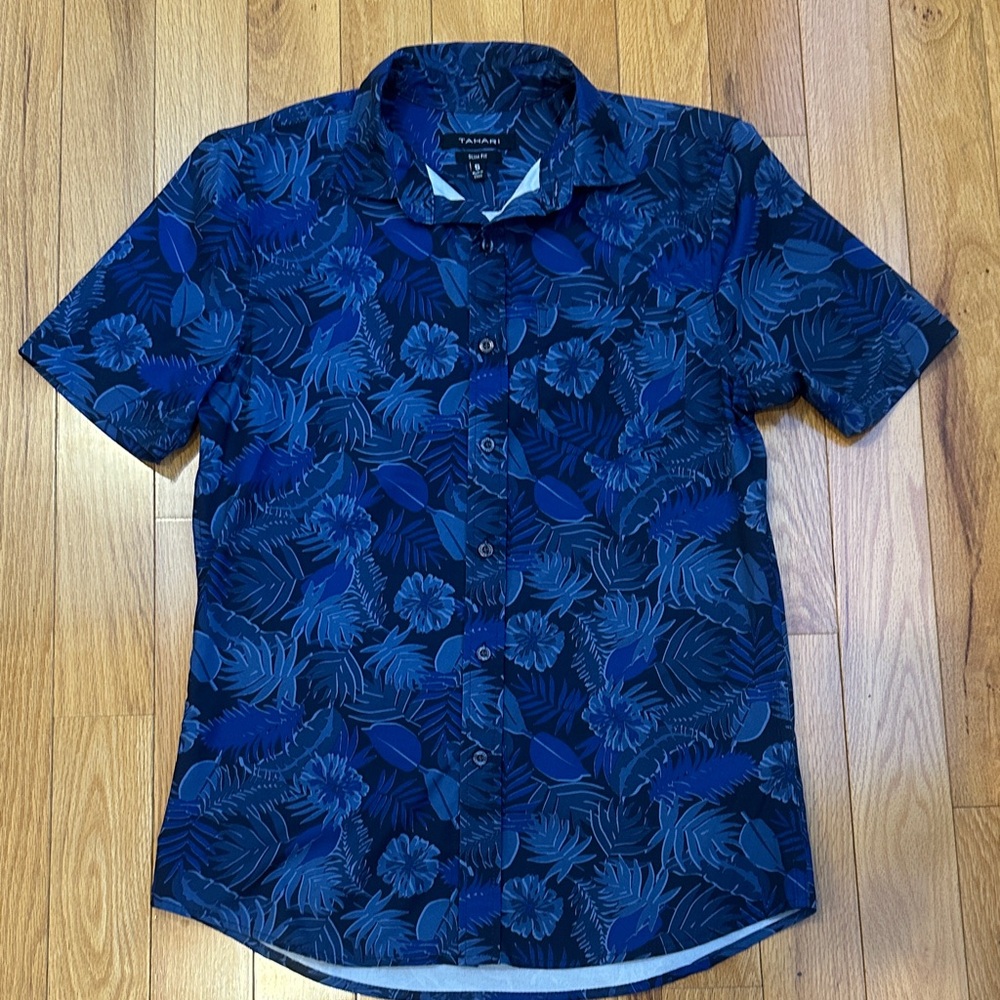 Tahari Men's Navy Floral Button-Down Shirt size:S